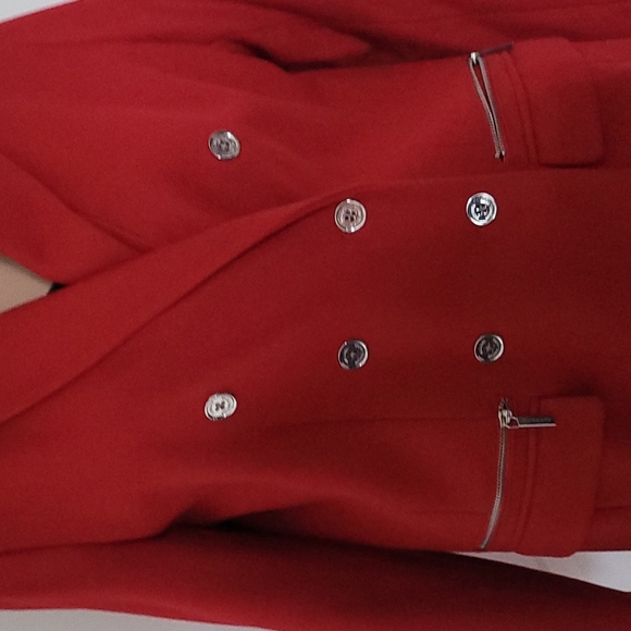 Michael Kors Red Double-breasted coat. Like new only worn once. Statement coat! - Picture 2 of 7